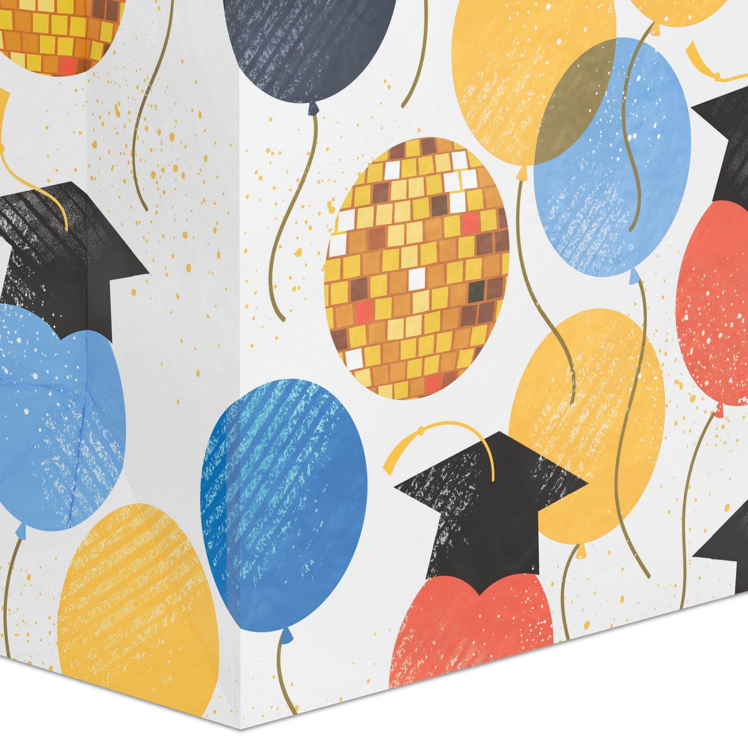 Balloons, Disco Balls and Grad Caps Large Gift Bag Base/Side Detail image number 5
