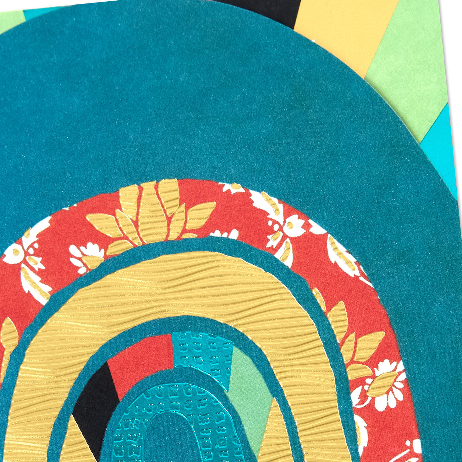 Patchwork Rainbow and Rays Blank Card Card Front Detail image number 3