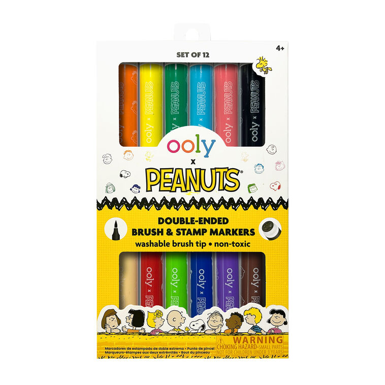 Ooly Peanuts Double-Ended Brush and Stamp Markers, 12-count