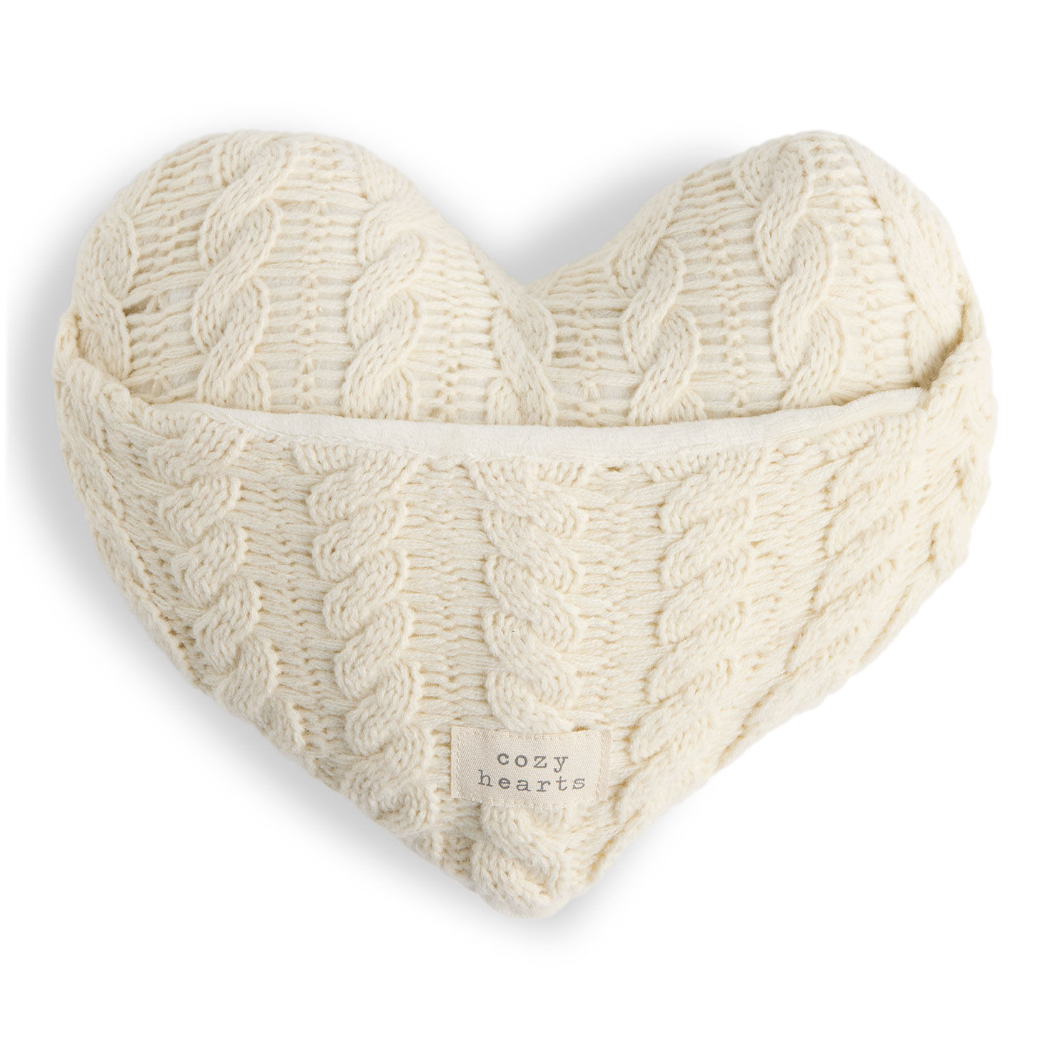 Demdaco Cream Cable Knit Warm Heart Pocket Pillow
