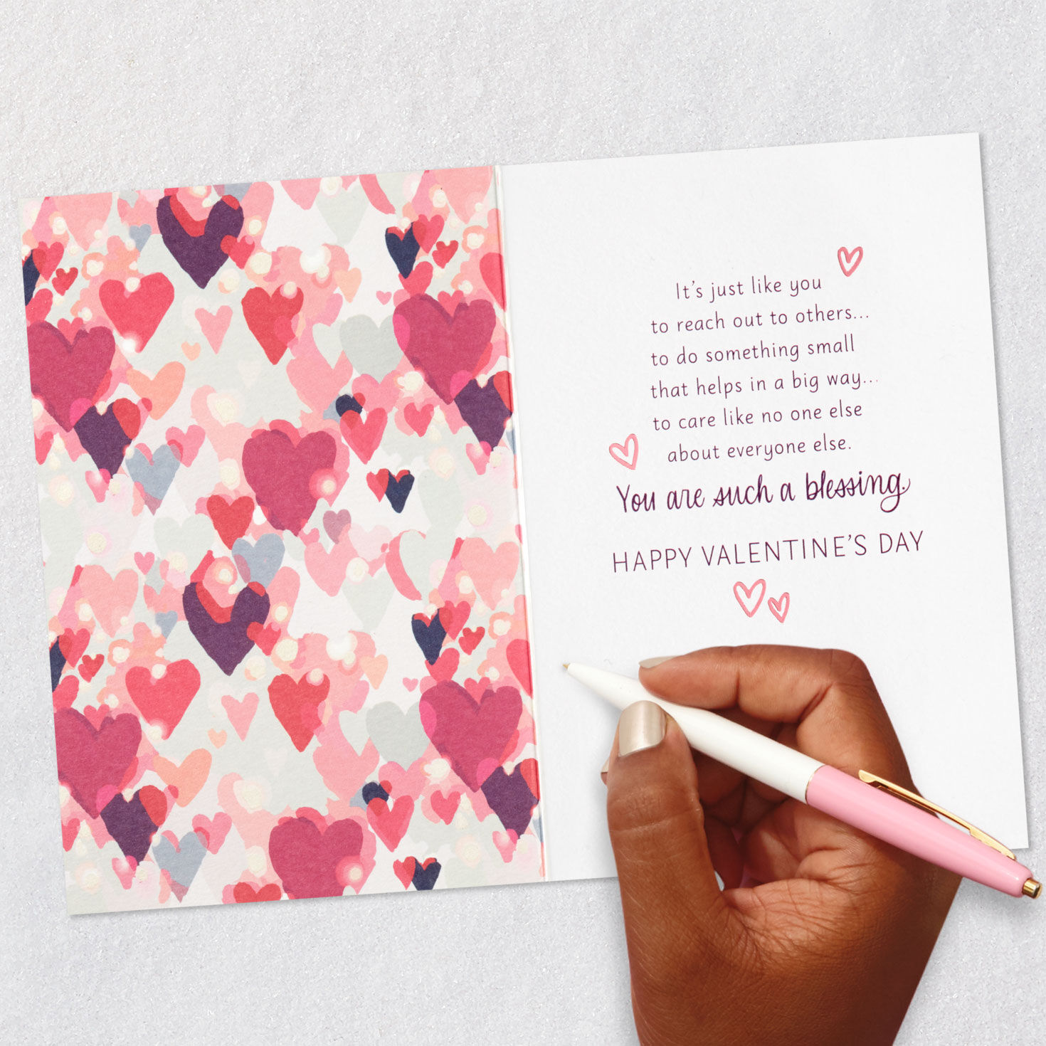 Colorful Watercolor Hearts Valentine's Day Card Signing card image number 6