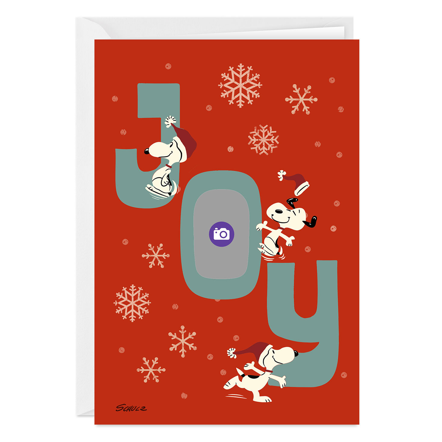 Snoopy and Snowflakes Personalized Christmas Card  image number 3
