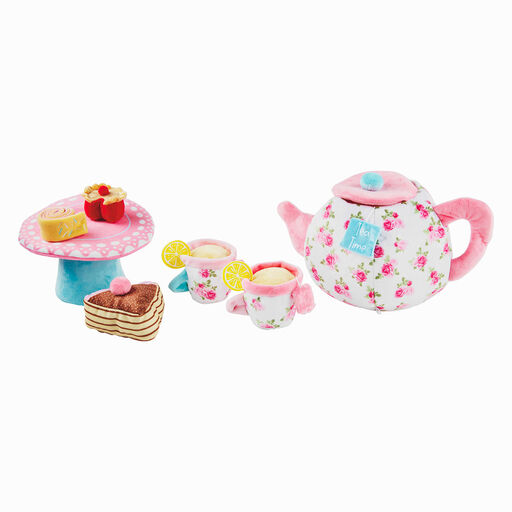Mud Pie Plush Tea Party Toy Set, 7 Pieces, 