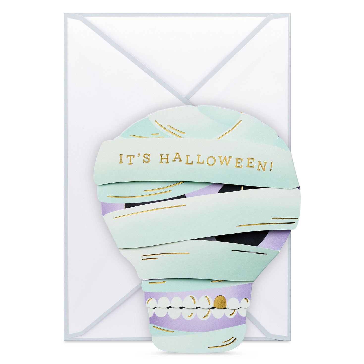 Party Your Face Off Mummy Paper Craft Halloween Card