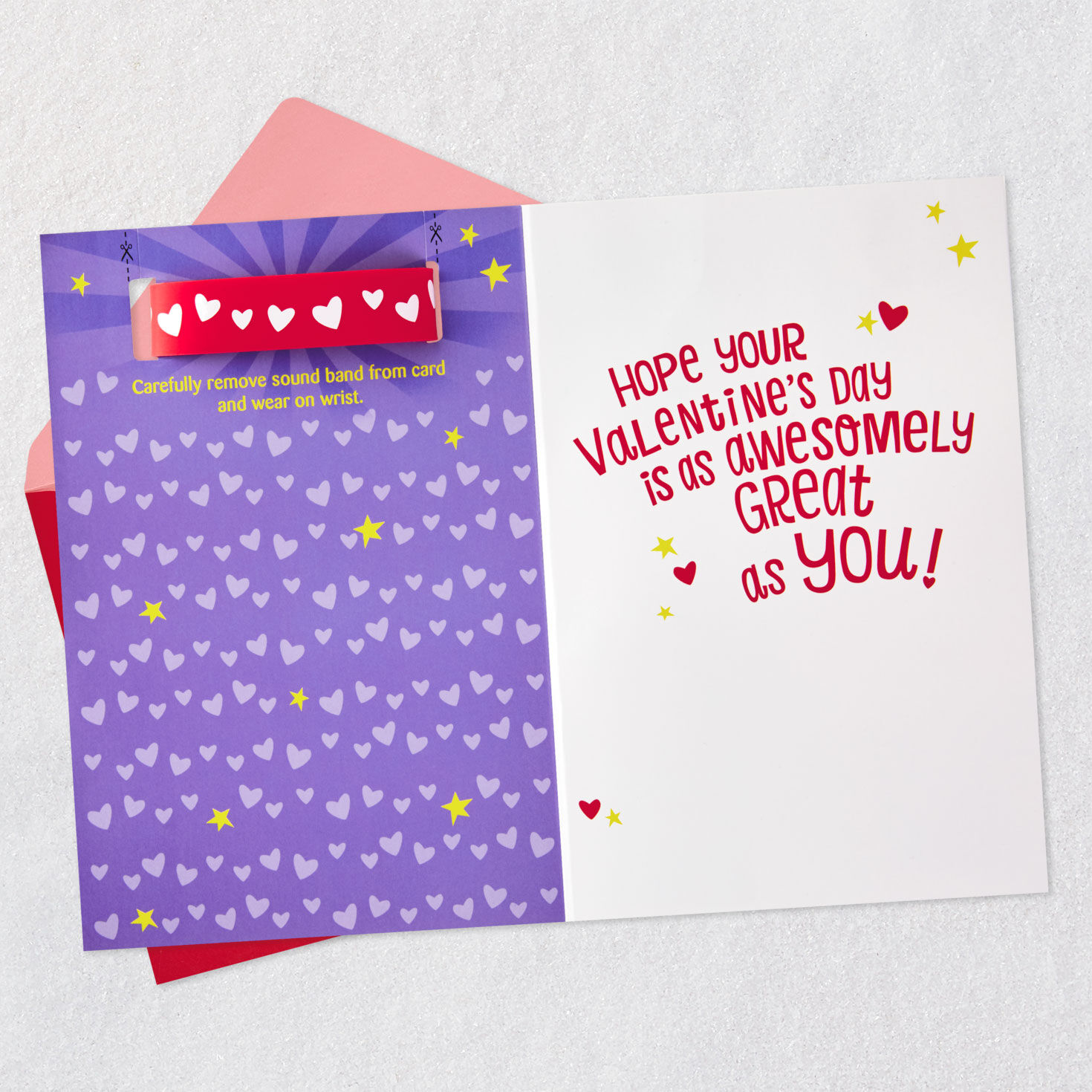 Heart Globe Kids Valentine's Day Card With Bracelet Open card with envelope image number 4