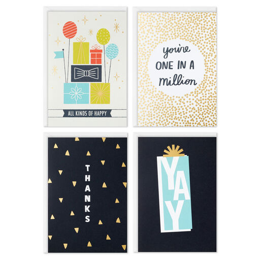 Happy and Grateful Boxed Birthday and Thank-You Cards Assortment, Pack of 12, 