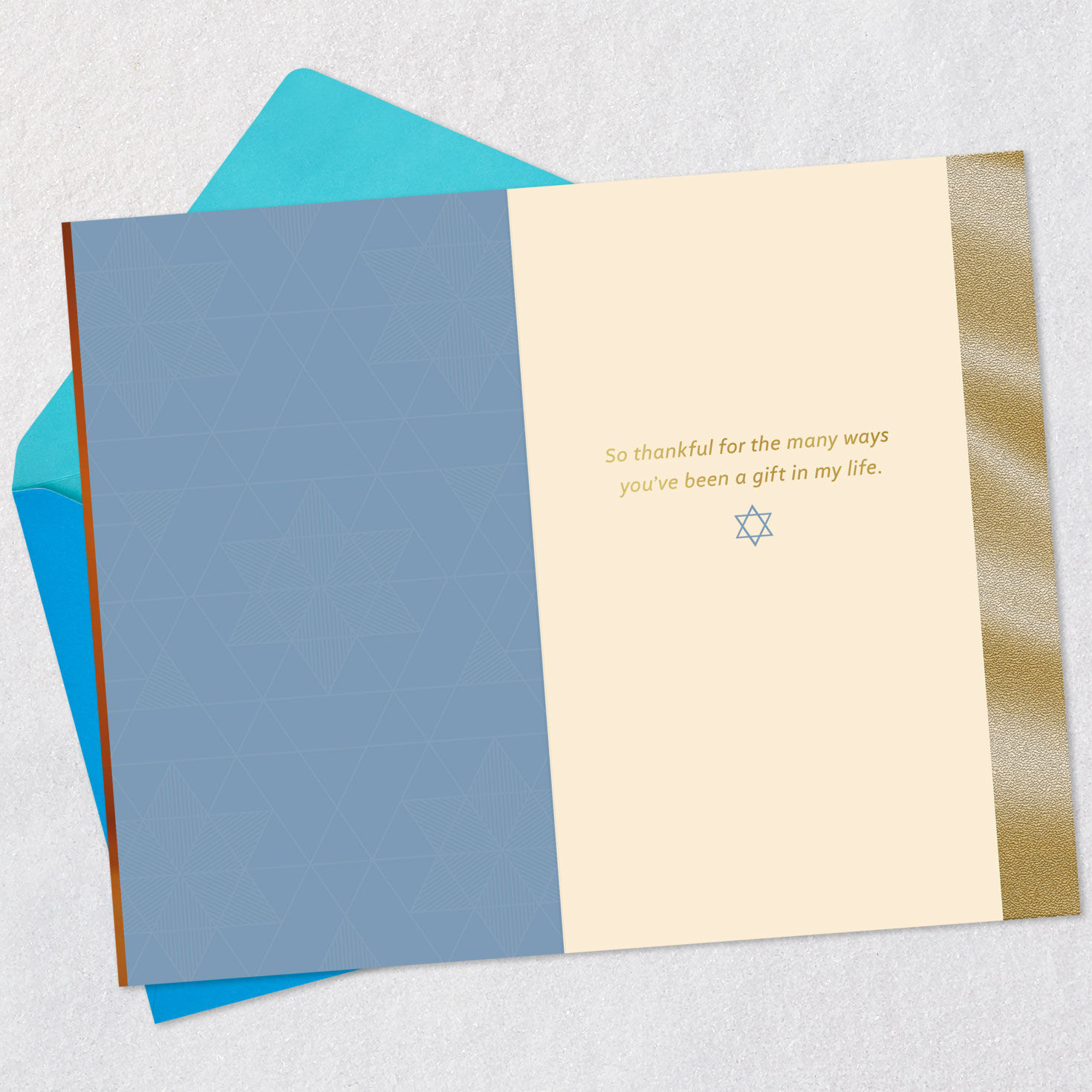 Lit Menorah Happy Hanukkah Card Open card with envelope image number 3