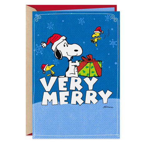 Peanuts® Snoopy and Woodstock Very Merry Christmas Card, , large