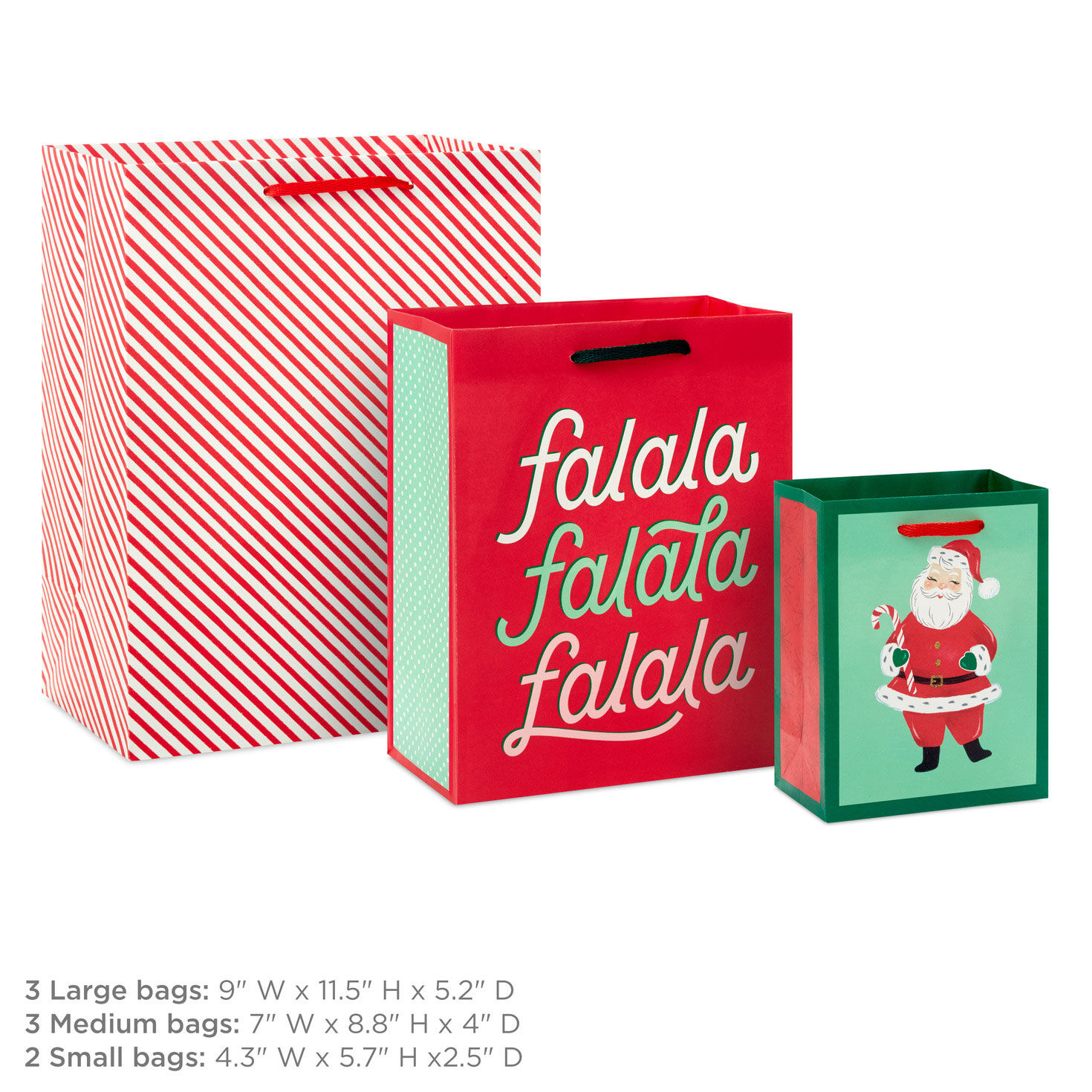 Let's Get Merry 8-Pack Assortment Christmas Gift Bag Bundle measurement image number 3