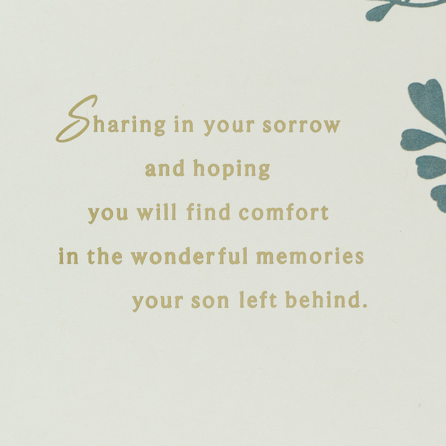 White Leaves on Green Son Sympathy Card Sentiment image number 2