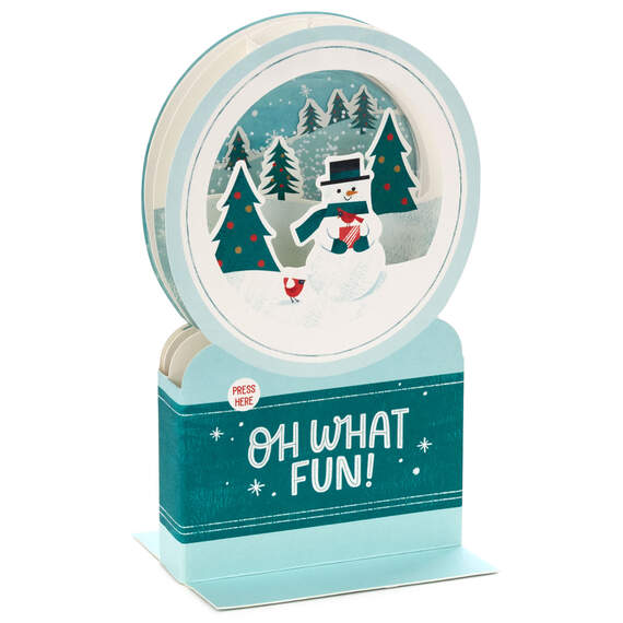 Snowman Snow Globe Musical 3D Pop-Up Christmas Card With Motion, , large image number 3
