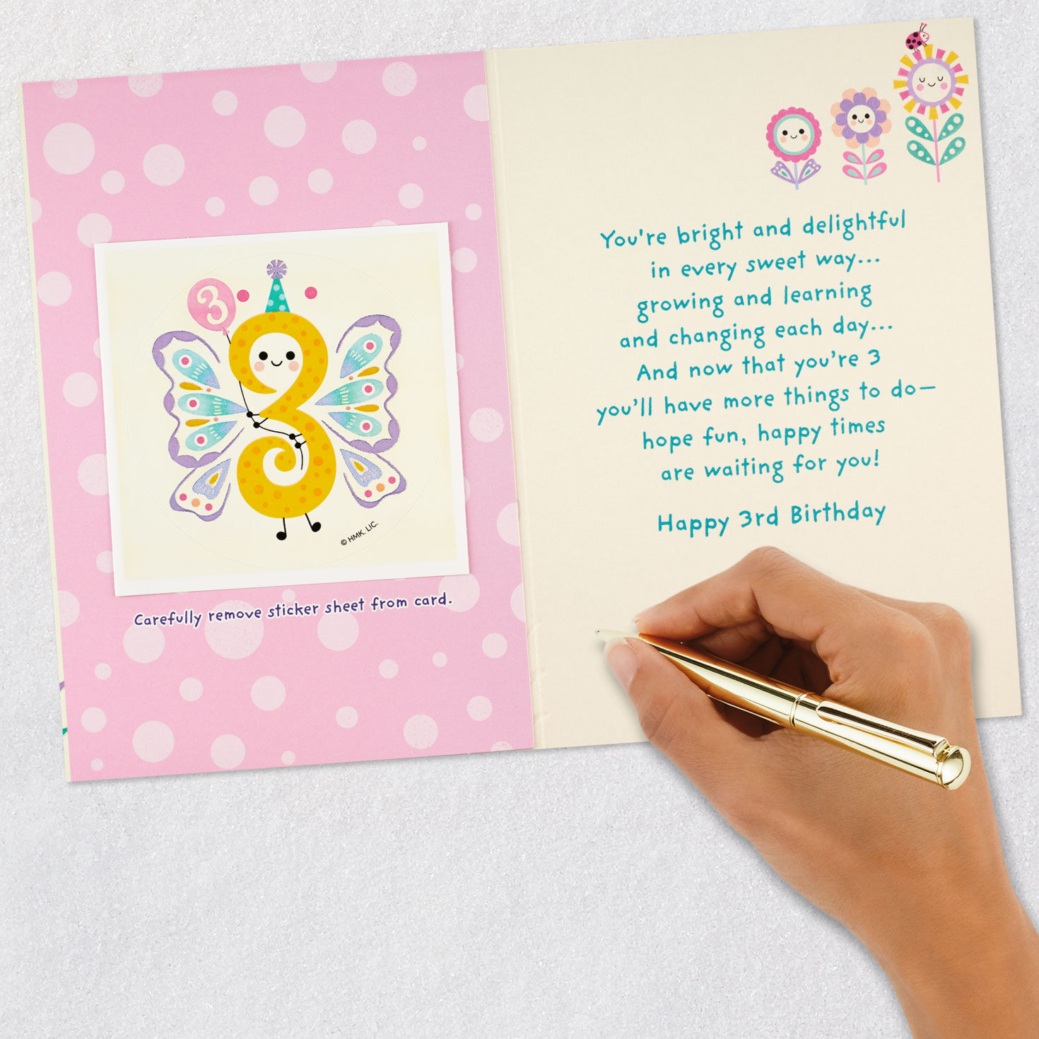 Bright and Delightful Butterfly 3rd Birthday Card With Sticker, , large image number 7