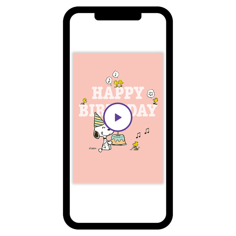 Snoopy With Cake Personalized Birthday Card phone with card front image number 7