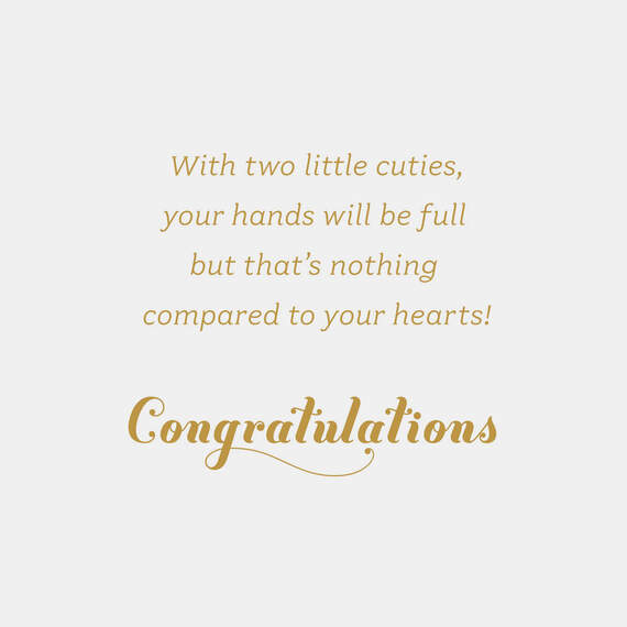 Full Hands and Hearts New Baby Twins Girl and Boy Card, , large image number 2