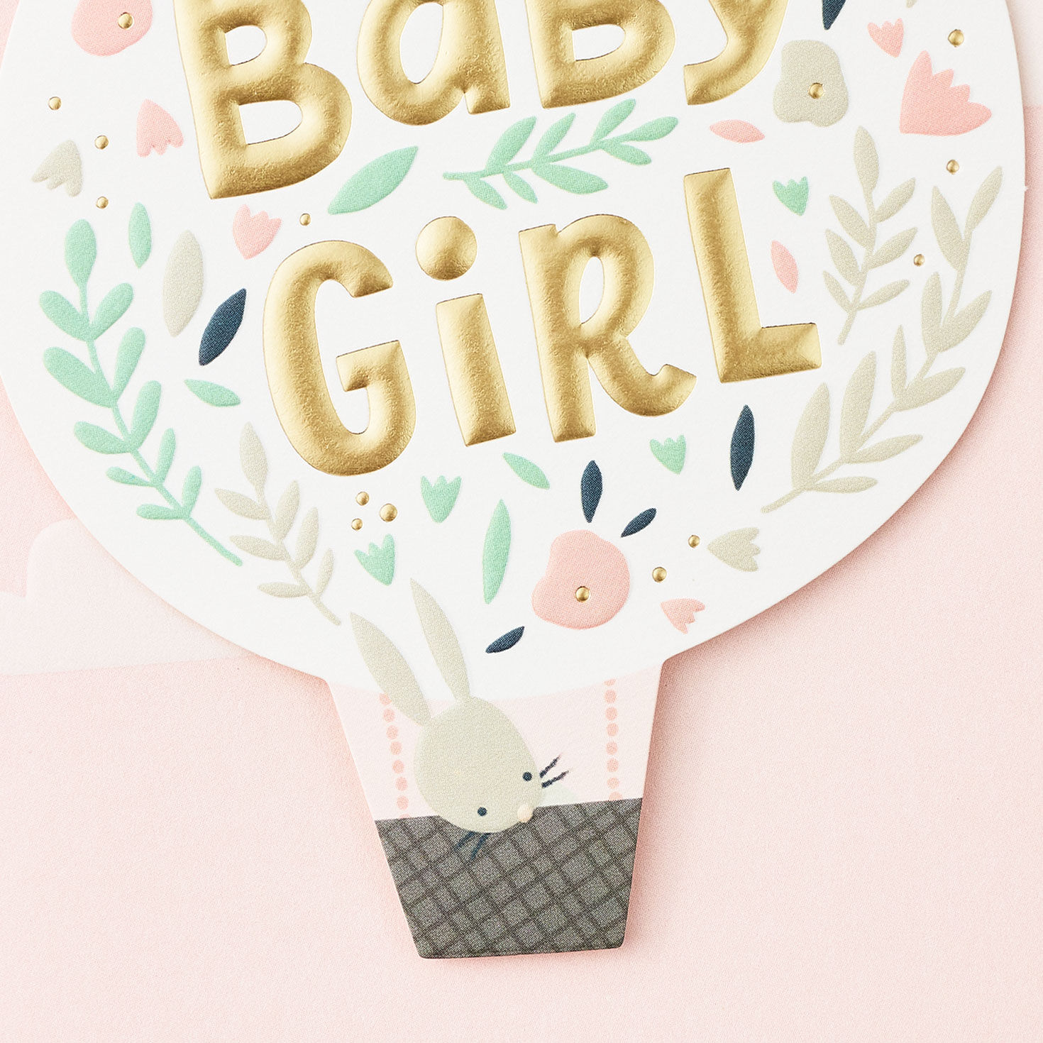 Baby Girl Hot Air Balloon New Baby Card Card Front Detail image number 4