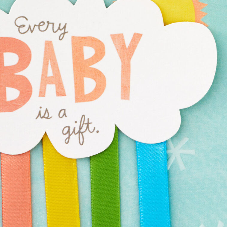 Sun and Cloud With Rainbow Streamers New Baby Card  image number 4
