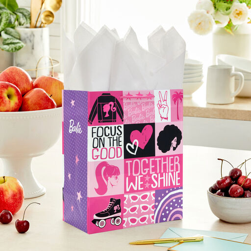 9.6" Barbie™ Graphics on Pink Medium Gift Bag, 