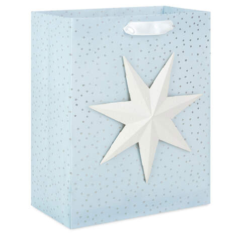 9.6" Paper Star on Light Blue Medium Holiday Gift Bag, , large