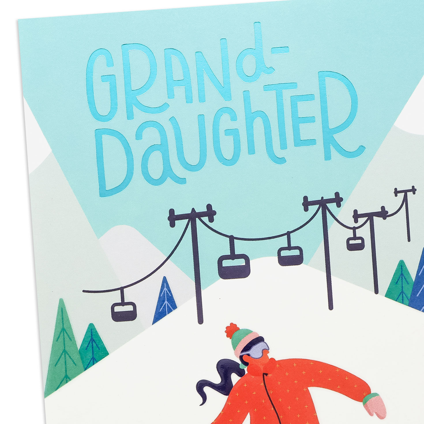 Snowboarder Christmas Money Holder Card for Granddaughter Card Front Detail image number 5