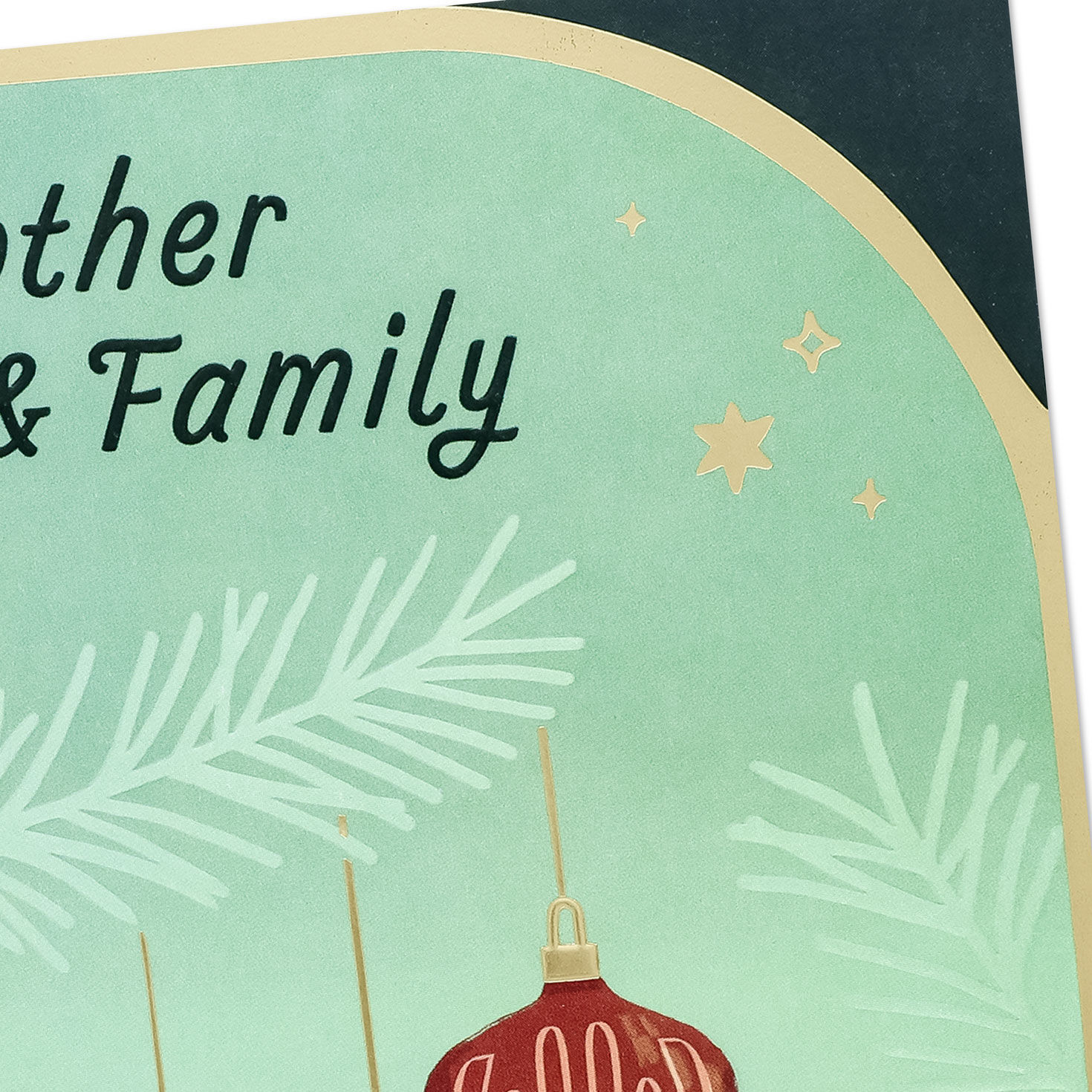Vintage Ornaments Christmas Card for Brother & Family Card Front Detail image number 4