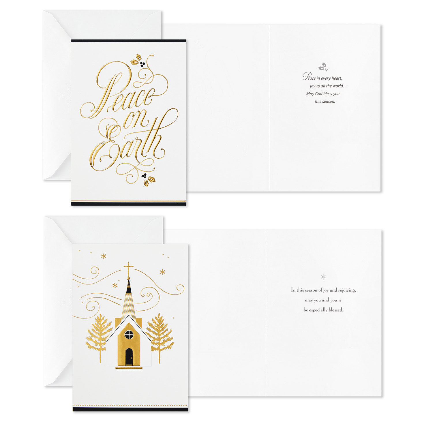 White and Gold Assorted Boxed Christmas Cards Card Front with Sentiment image number 3
