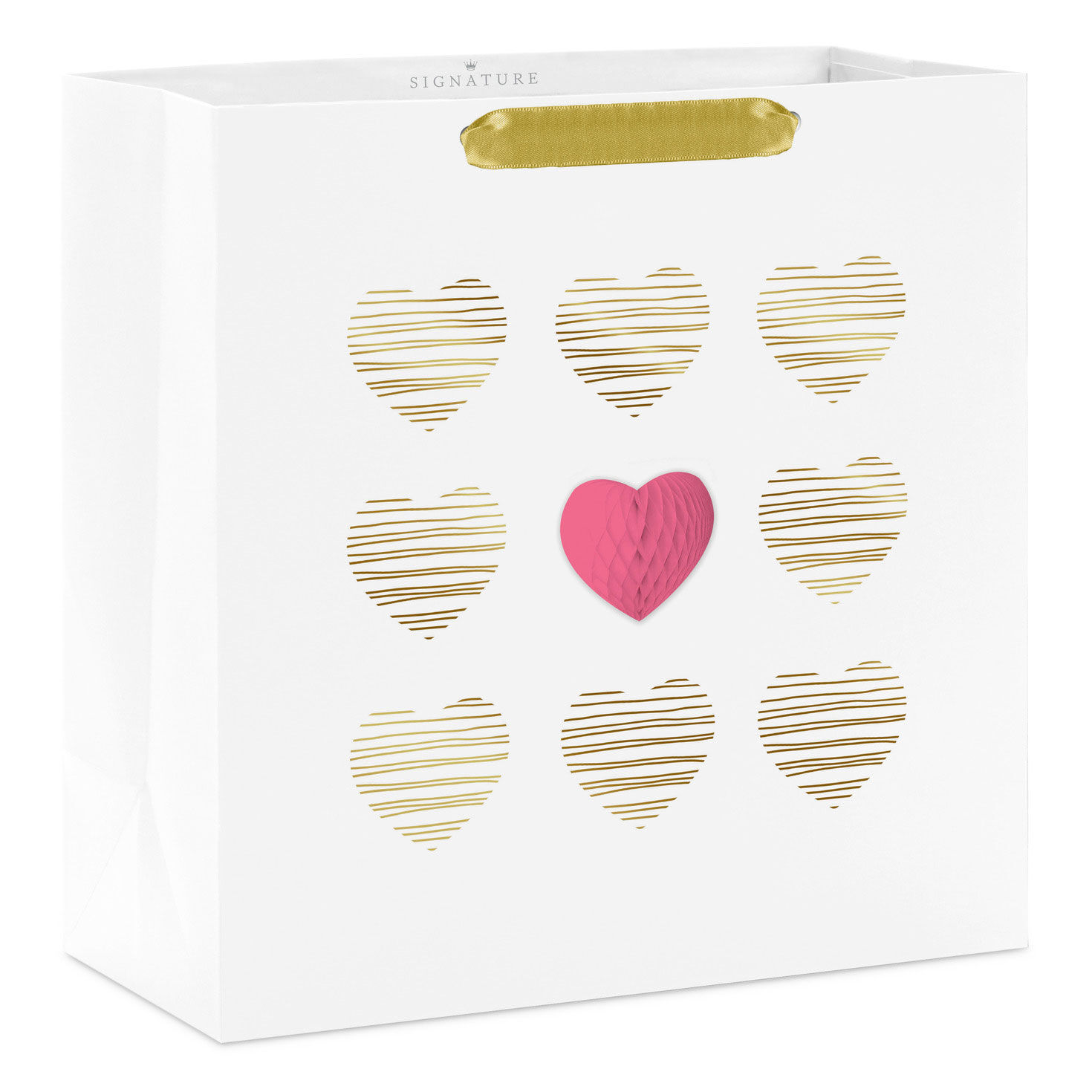 10.4" Honeycomb Heart Large Square Gift Bag