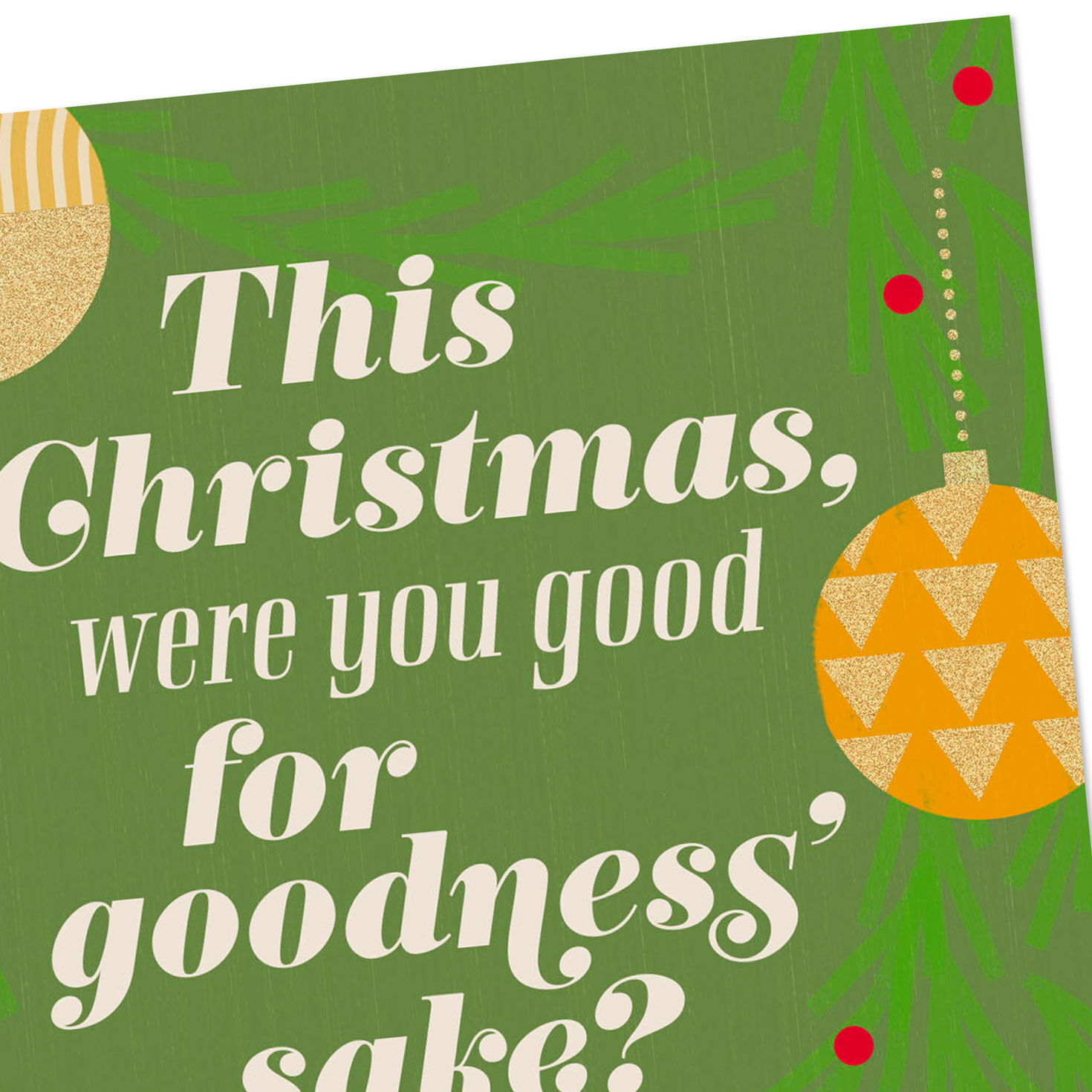 Gold Ornaments on Green Money Holder Christmas Card Card Front Detail image number 5