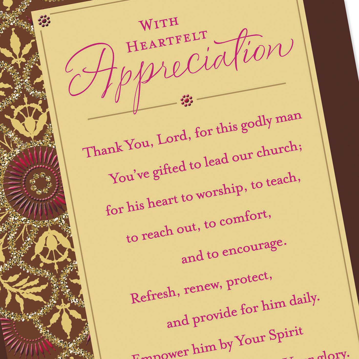 Ornate Flower Pattern Religious Clergy Appreciation Card Card Front Detail image number 5