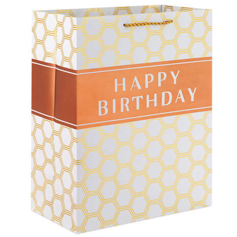 13" Happy Birthday Hexagons Large Gift Bag, , large