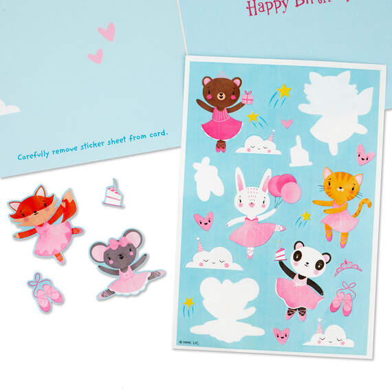 Sweet Six Ballerina Animals 6th Birthday Card With Stickers, , large image number 5