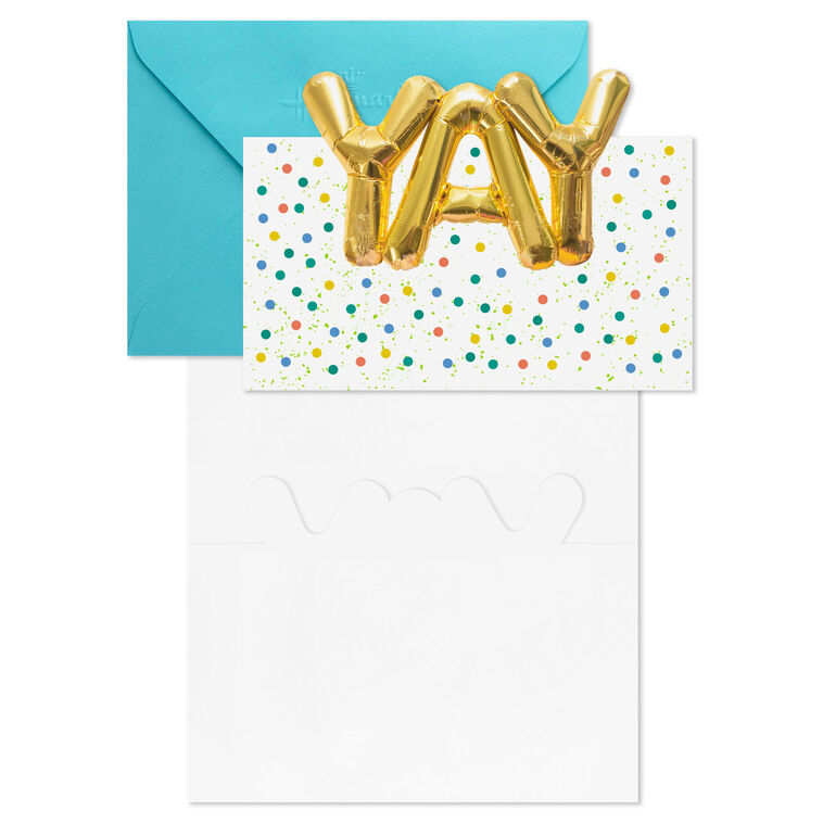 Gold Balloon Yay Blank Note Cards Pack  image number 3