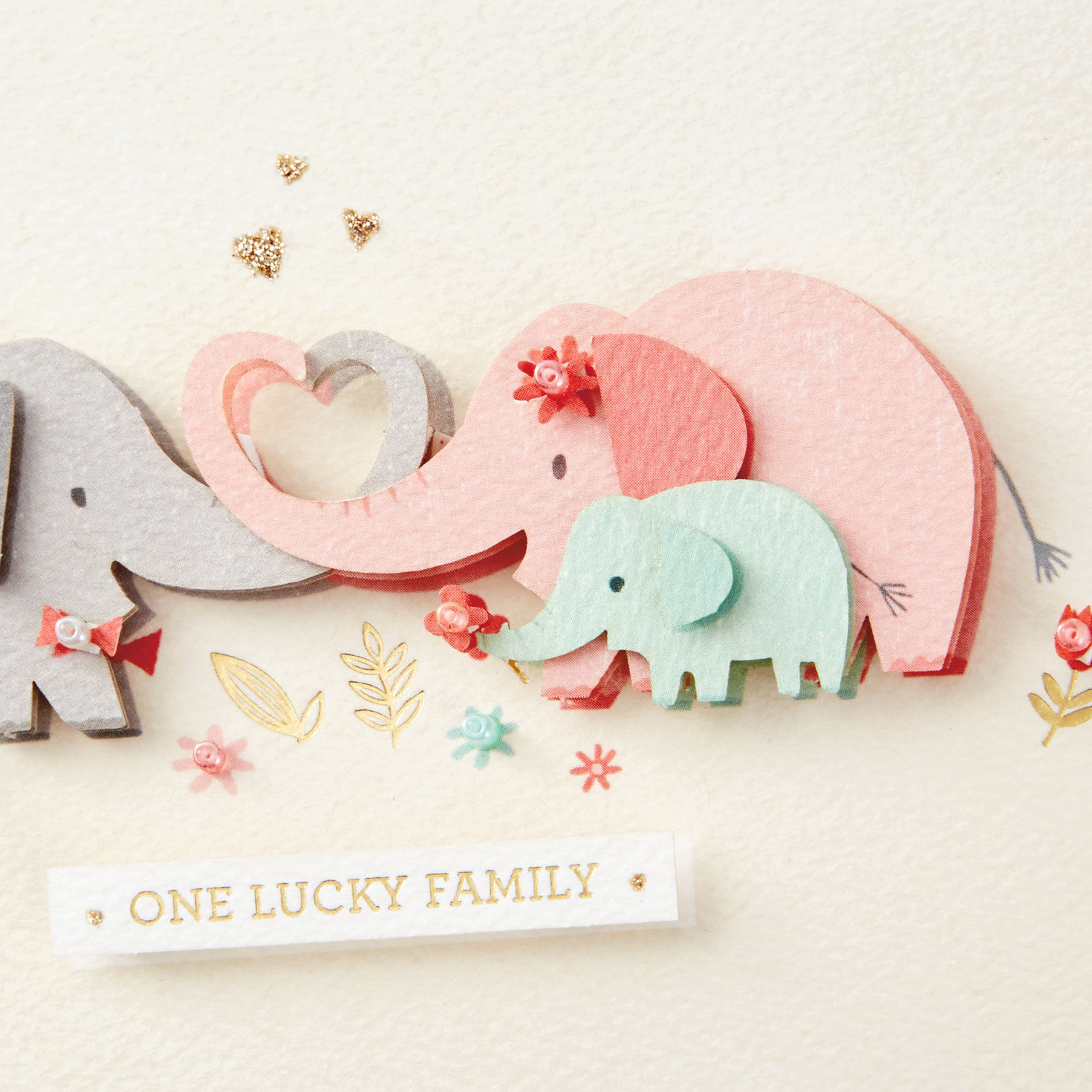 Elephant Hearts Lucky Family Wife Mother's Day Card Card Front Detail image number 4