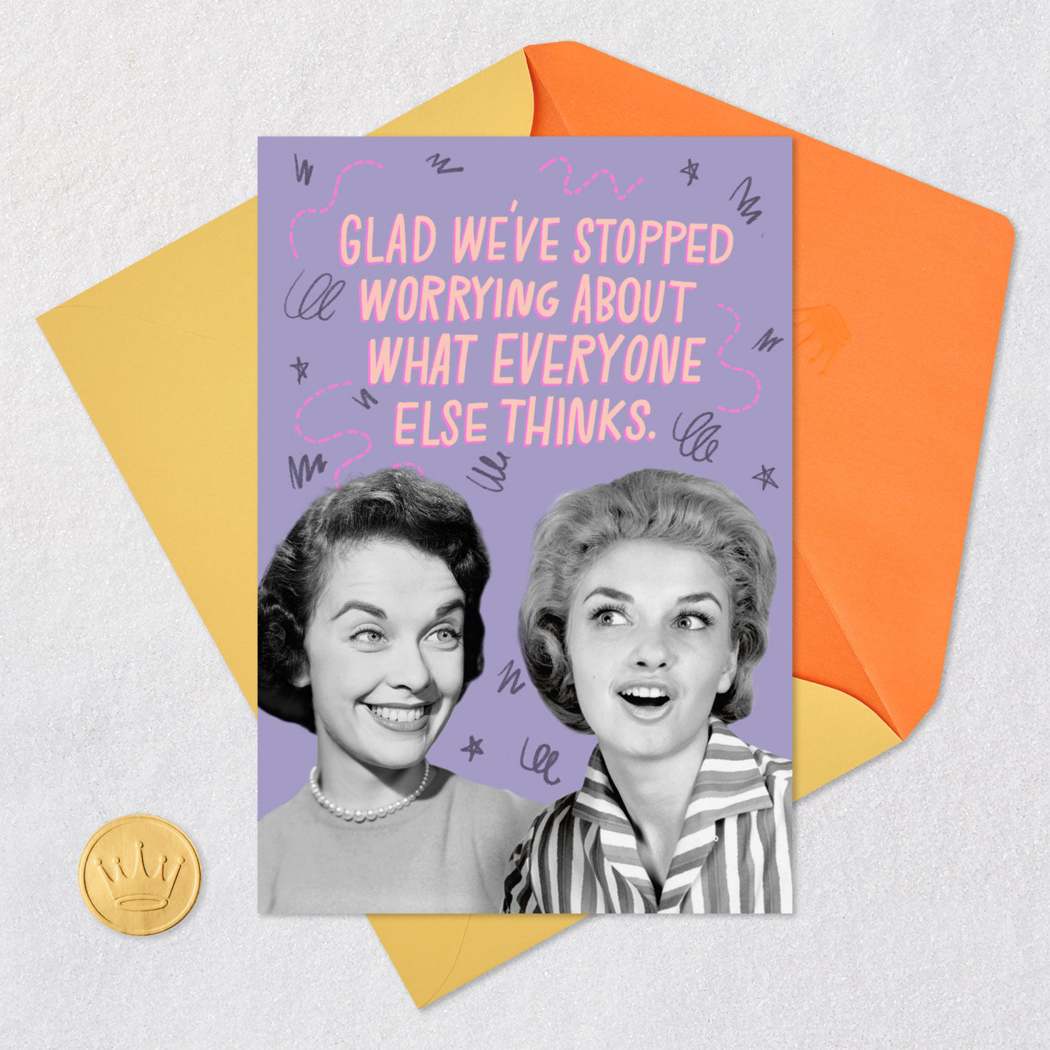 Vintage Portrait Funny Birthday Card for Friend Card Front with Envelope and Gold Seal image number 5