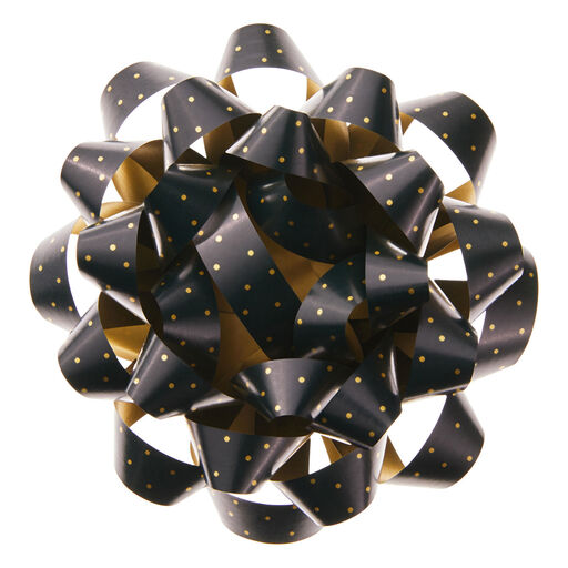 4.6" Black With Gold Dots Christmas Gift Bow, 