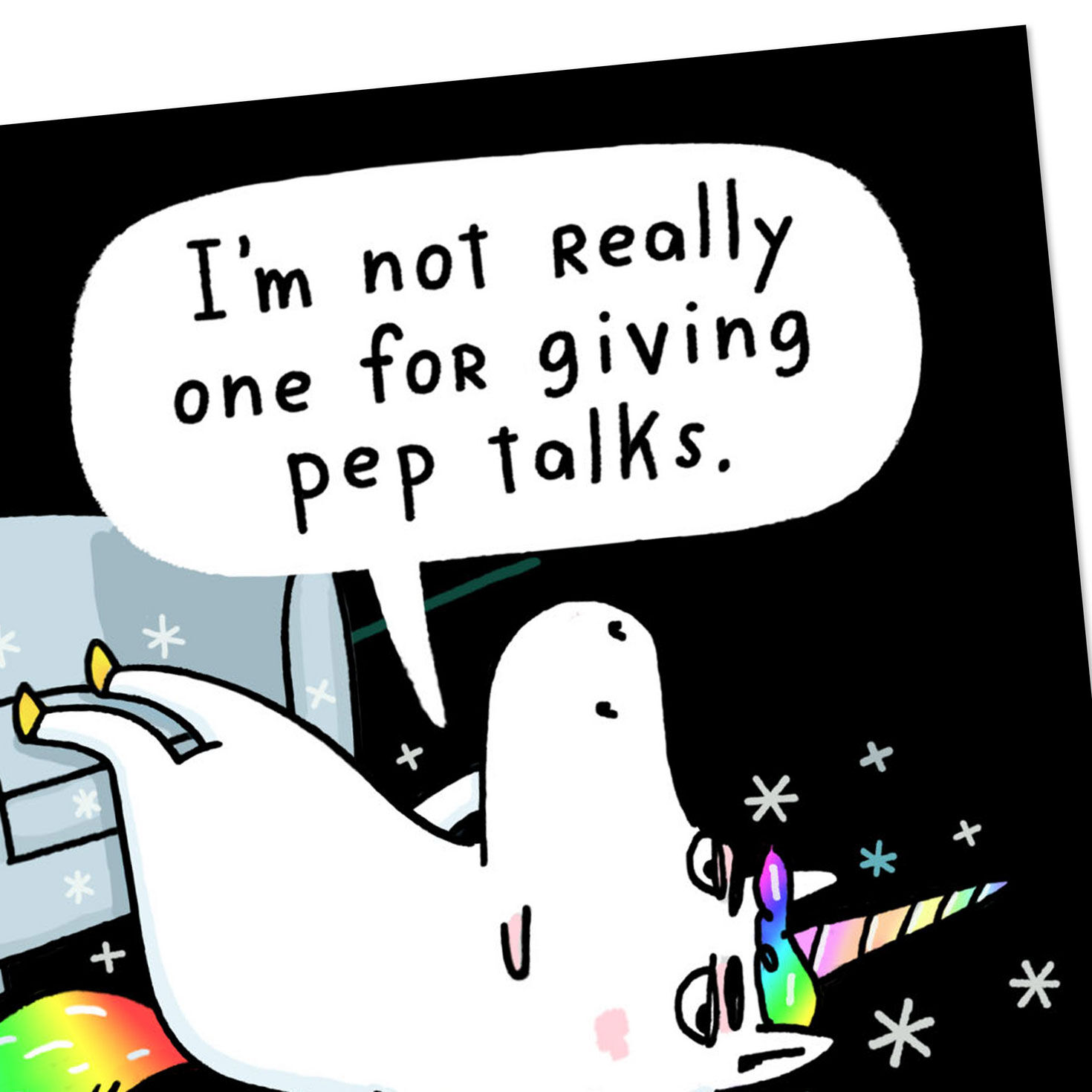 Meh Unicorn Pep Talk Funny Encouragement Card Card Front Detail image number 4