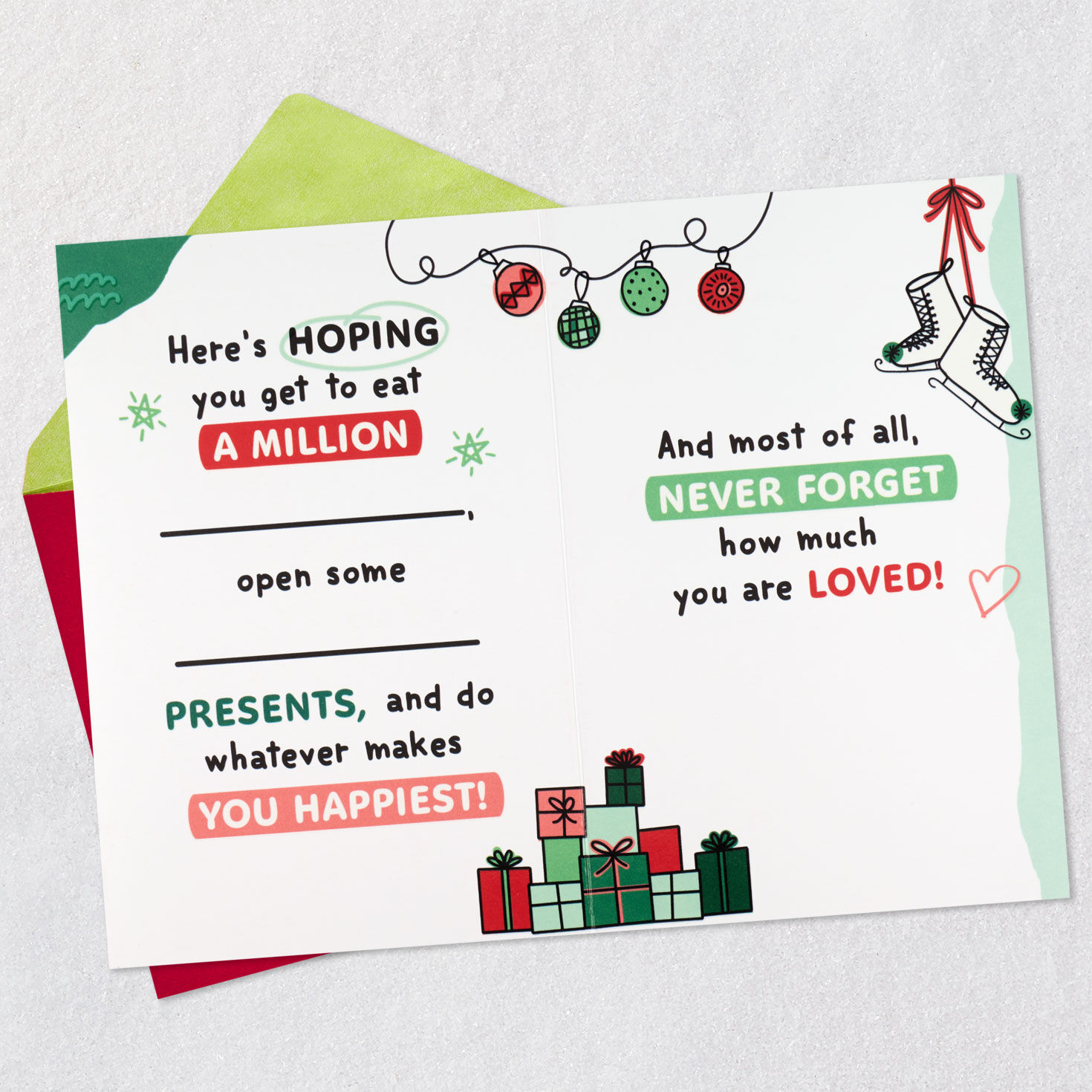 Penguin Fill in Blank Granddaughter Christmas Card Open card with envelope image number 5