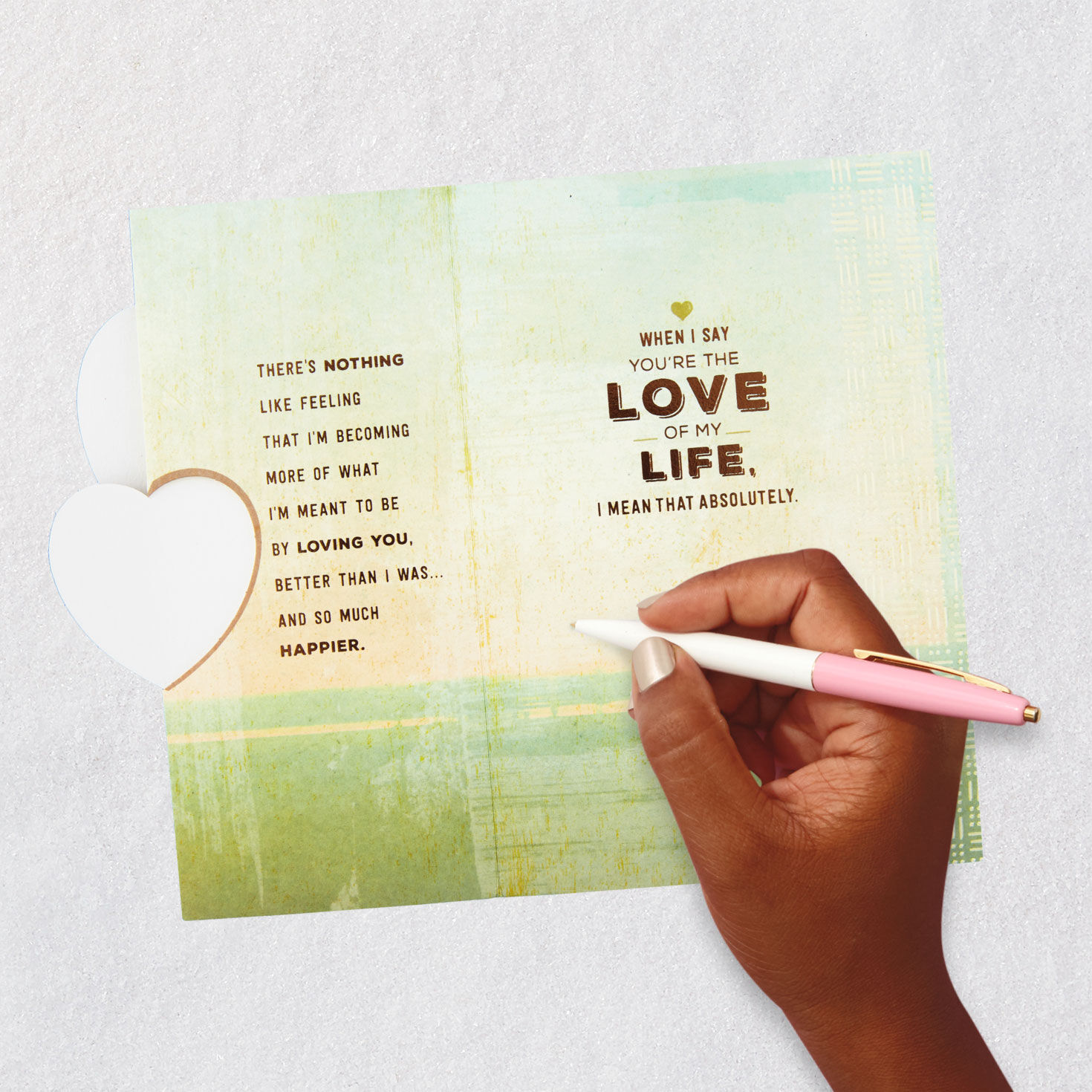 Green and Brown Hearts Love Card Signing card image number 9