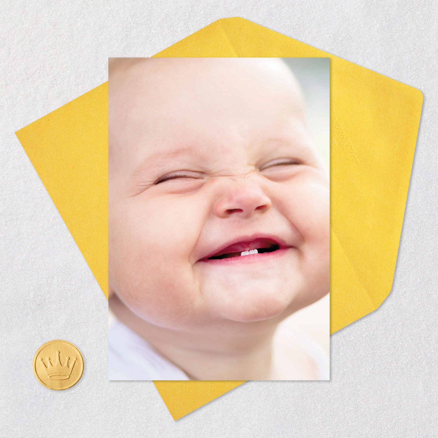 Baby Toothless Grin Funny Encouragement Card Card Front with Envelope and Gold Seal image number 5