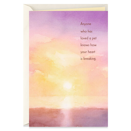 Watercolor Sunset Loss of Pet Sympathy Card, 