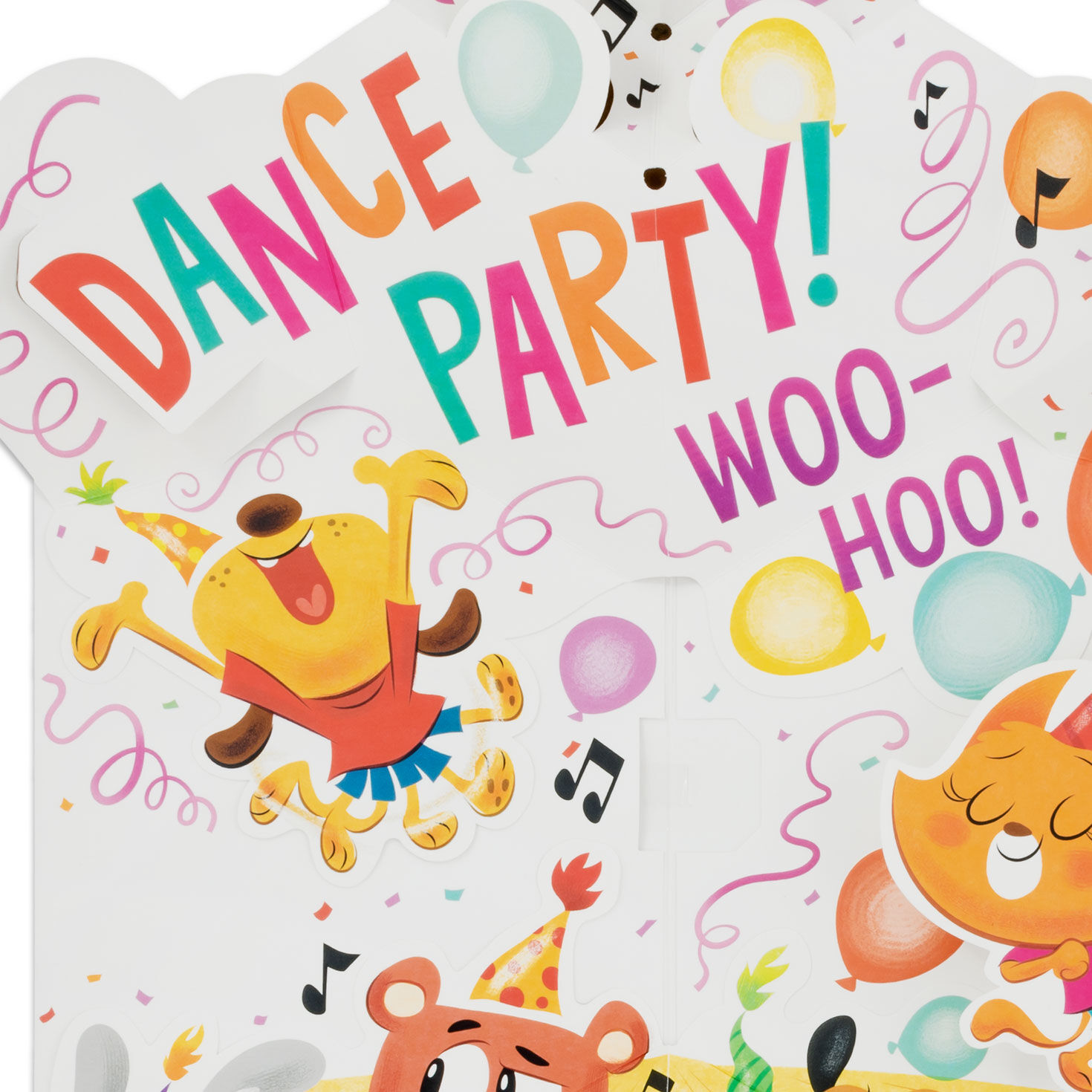 Dance Party Animals Musical Pop-Up Birthday Card for Kids sentiment image number 3