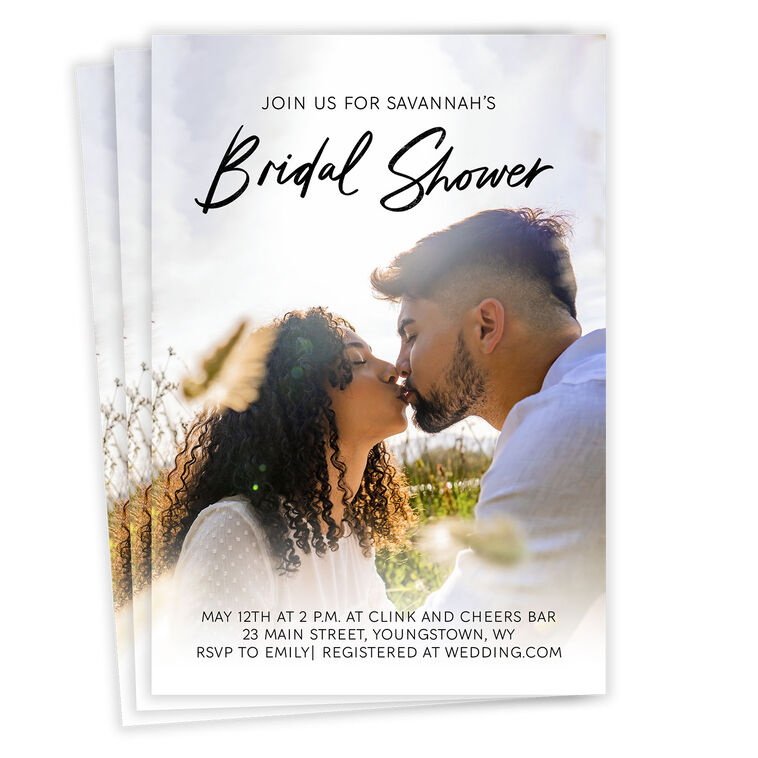 Black Script on Full Photo Bridal Shower Invitation