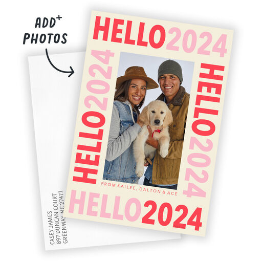 Hello 2024 Flat New Year Photo Card, 