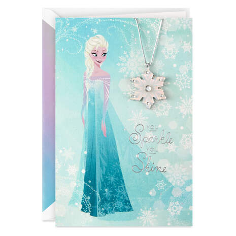 Disney Frozen Elsa Christmas Card With Removable Necklace, , large