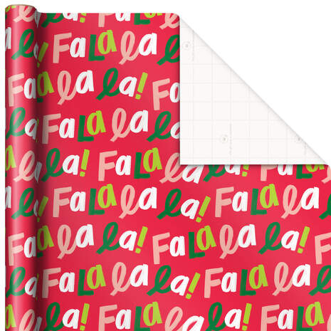 Fa La La on Red Christmas Wrapping Paper, 45 sq. ft., , large