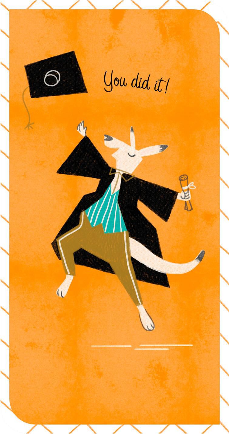 Dancing Kangaroo Money Holder Graduation Card