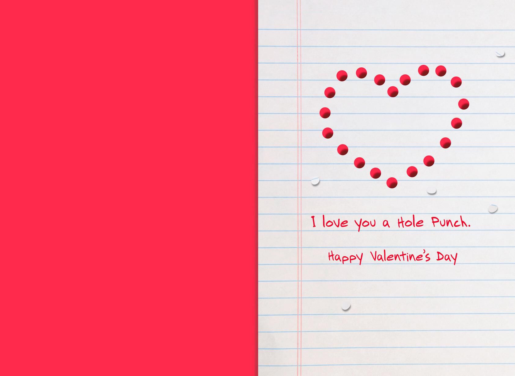 Love You a Hole Punch Funny Valentine's Day Card