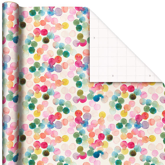 Watercolor Dots Wrapping Paper Roll, 20 sq. ft.