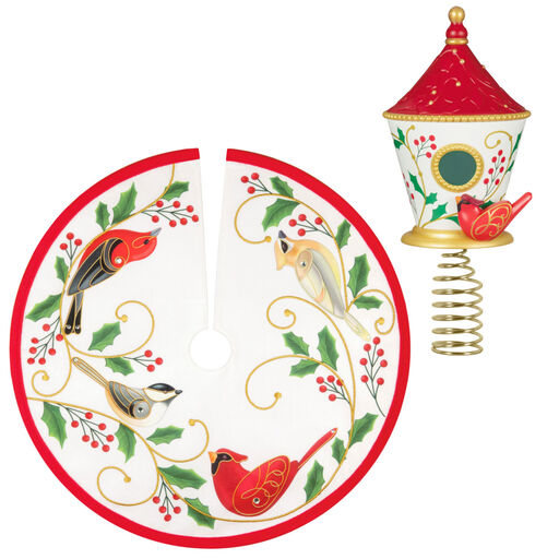 Mini The Beauty of Birds Christmas Tree Topper and Tree Skirt, Set of 2, 