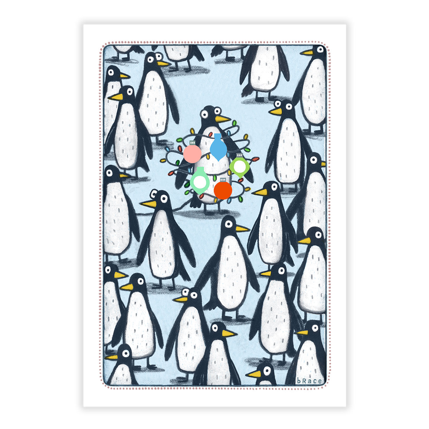 Penguin in Lights Personalized Christmas Card front image number 2