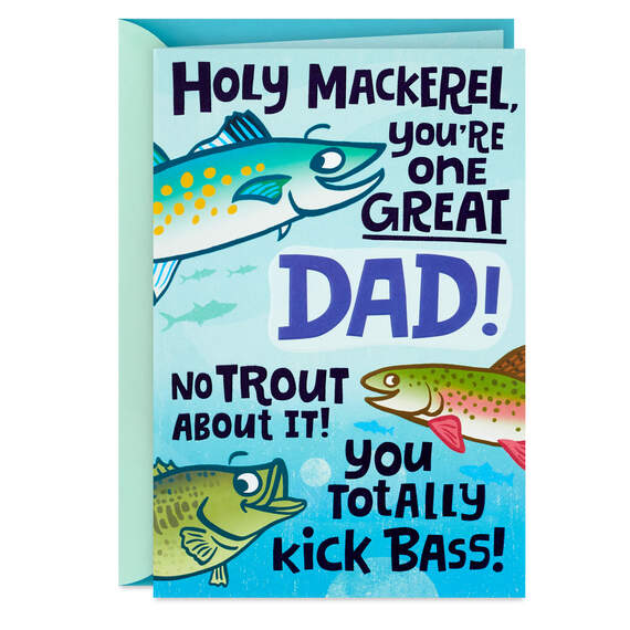 Holy Mackerel Fishing Funny Birthday Card for Dad - Greeting Cards